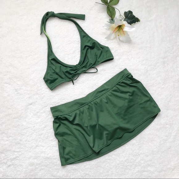 olive green swim skirt